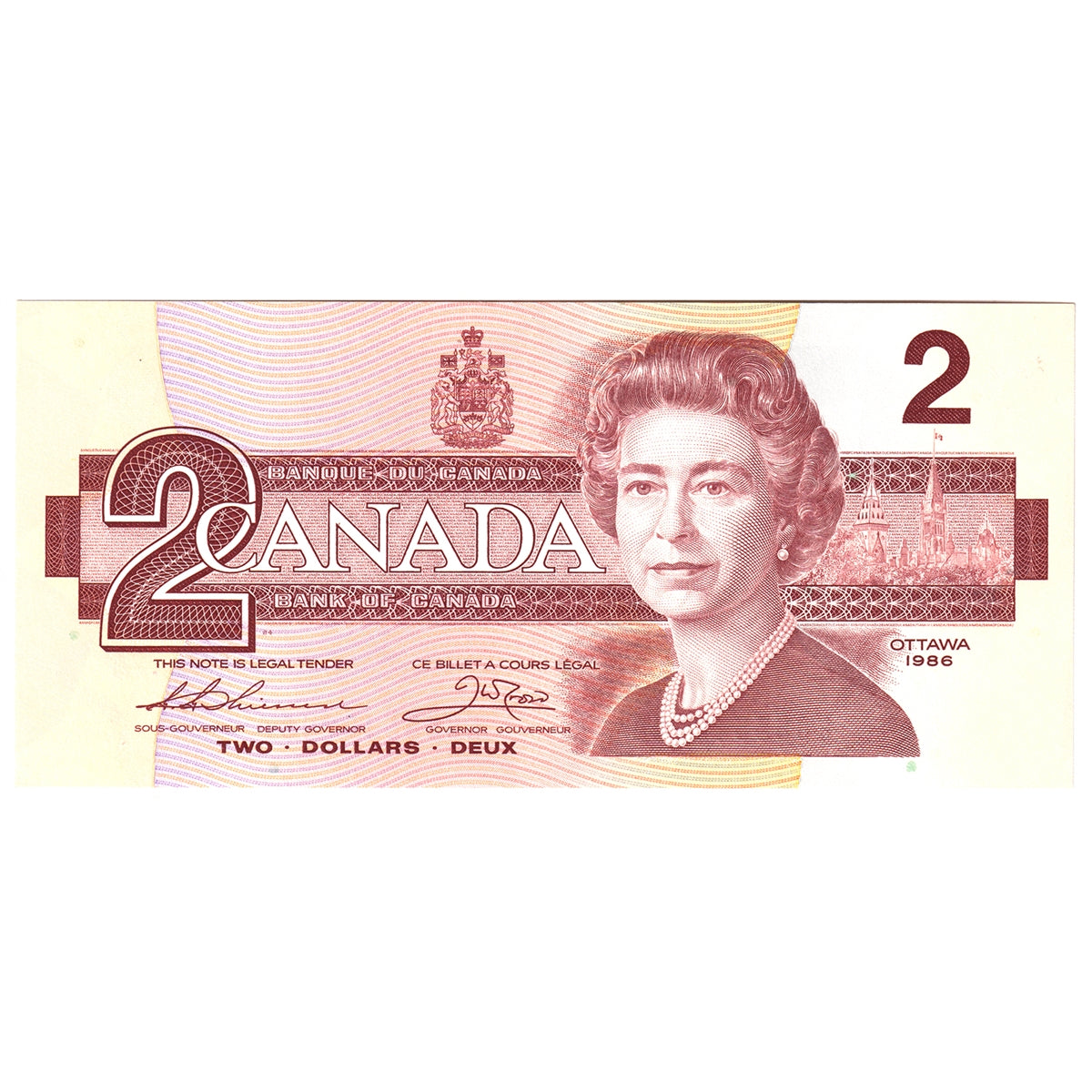 BC-55b-i 1986 Canada $2 Thiessen-Crow, EGG, Choice Uncirculated (CUNC63)