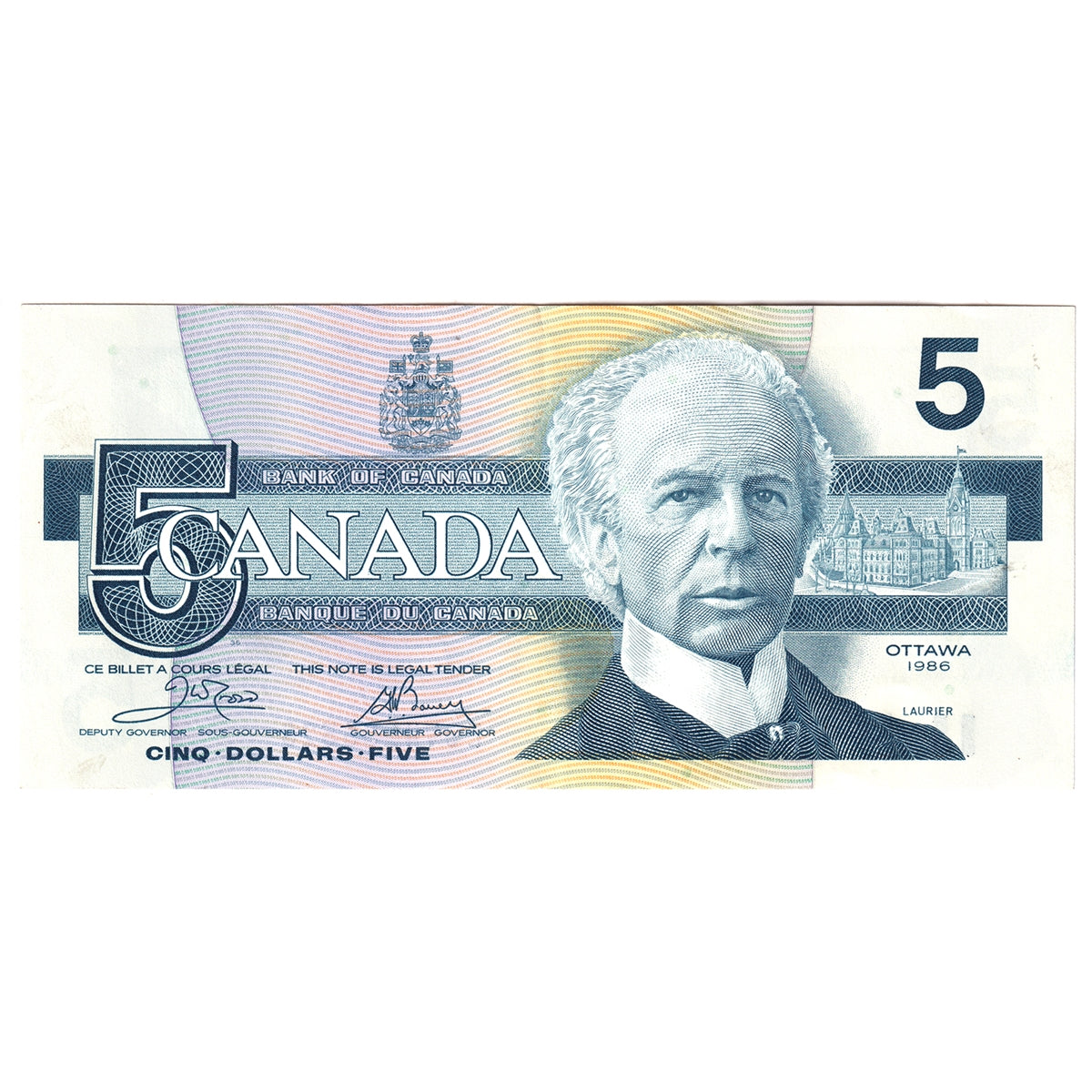 BC-56a-i 1986 Canada $5 Crow-Bouey, EOV, EF-AU (EF45)