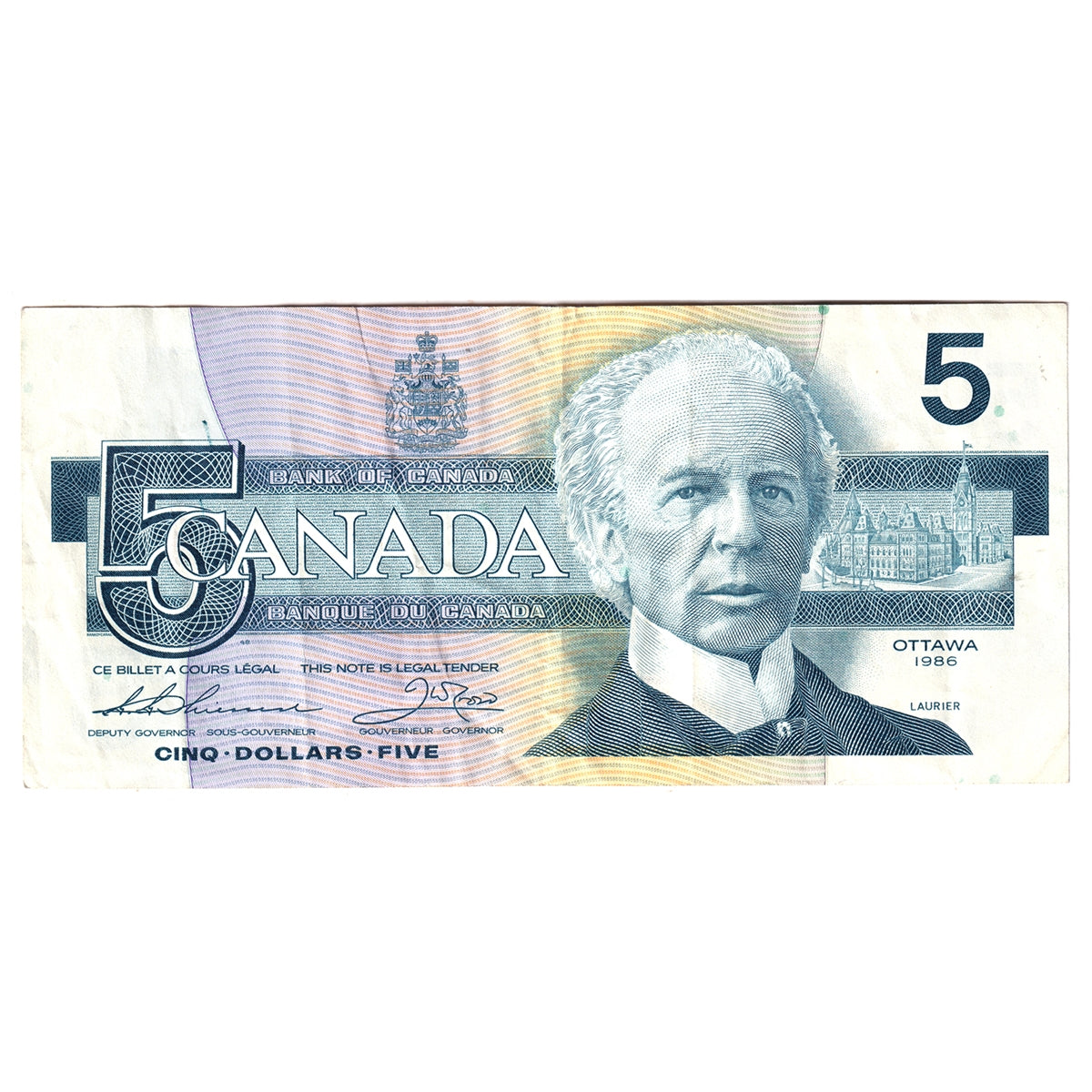 BC-56bA 1986 Canada $5 Thiessen-Crow, FNX Above 7.08M, Very Fine (VF20)