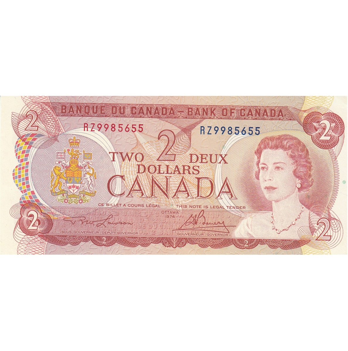 BC-47a 1974 Canada $2 Lawson-Bouey, RZ, AU-UNC