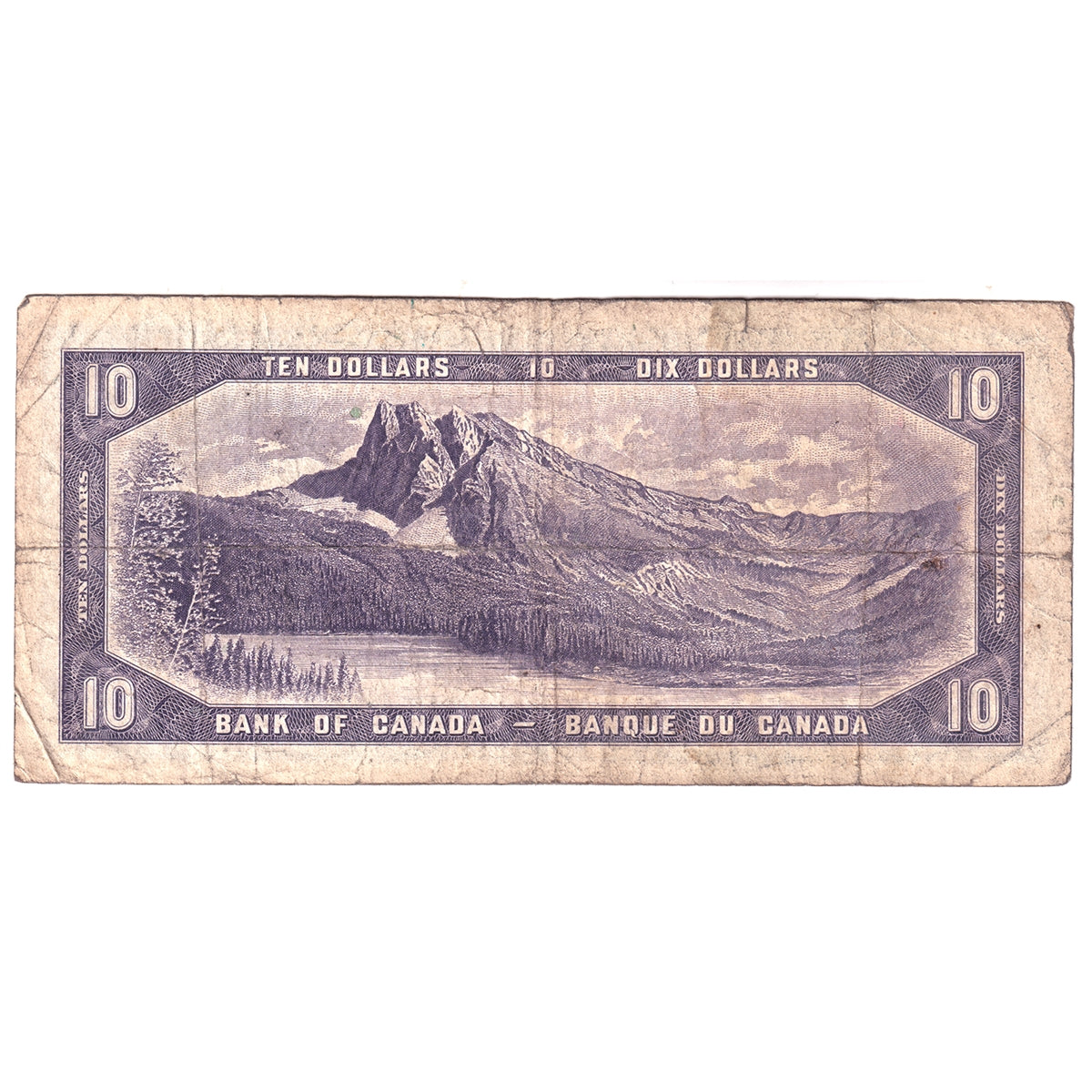 BC-32a 1954 Canada $10 Coyne-Towers, Devil's Face, C/D, Circ
