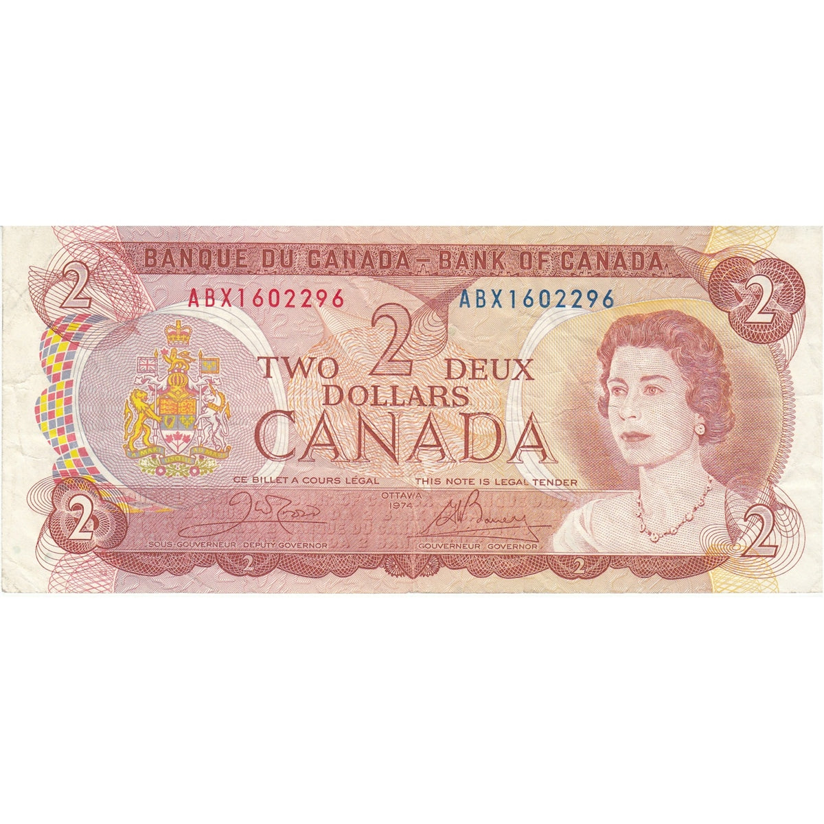 BC-47bA 1974 Canada $2 Crow-Bouey, ABX, VF