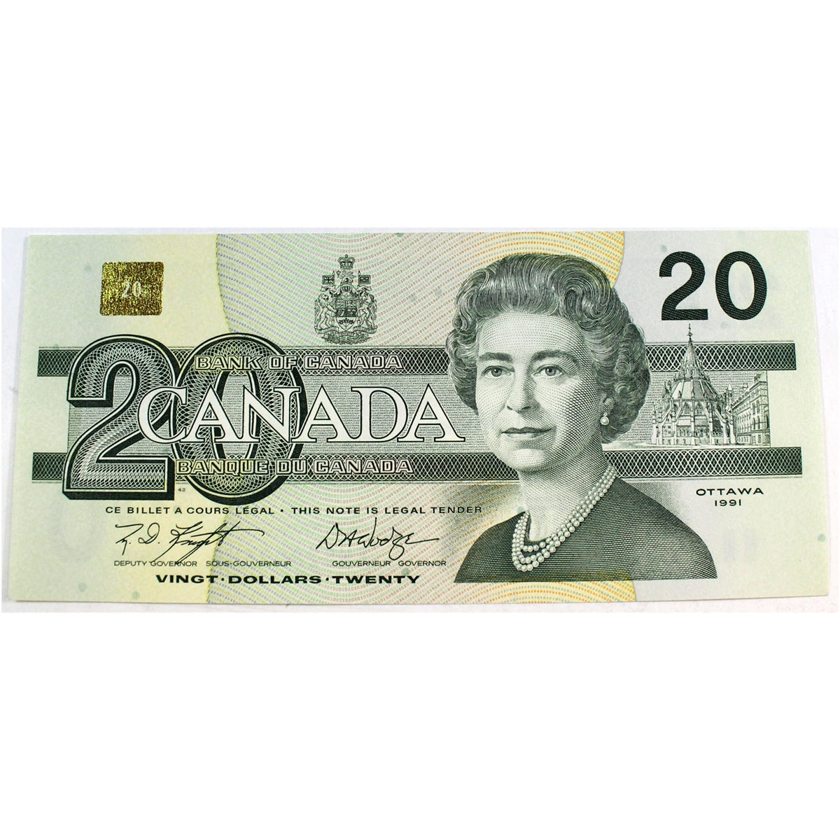 BC-58d 1991 Canada $20 Knight-Dodge, EWS, AU-UNC (AU55)