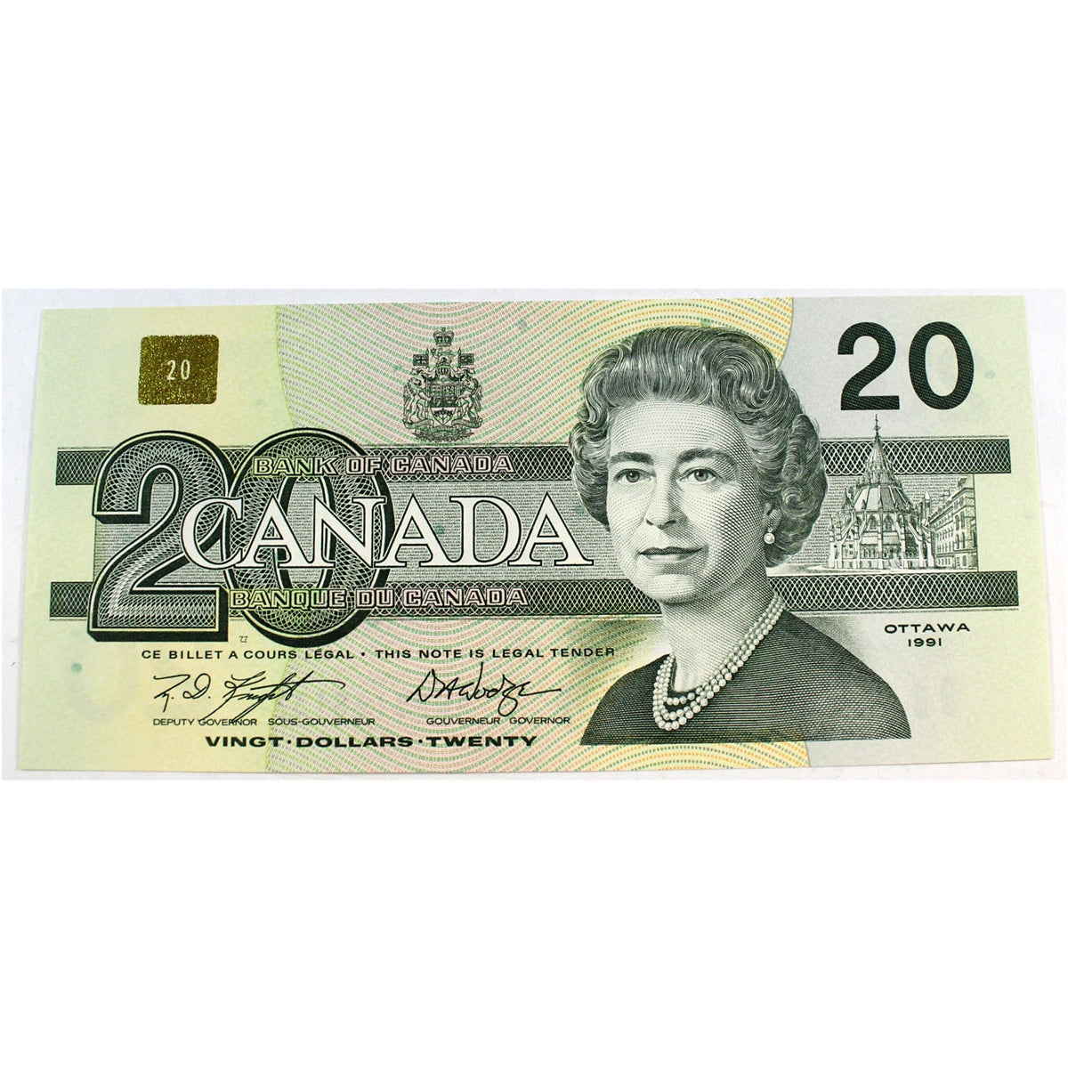 BC-58d-i 1991 Canada $20 Knight-Dodge, AWP, Almost Uncirculated (AU50)