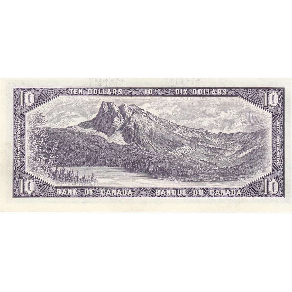 BC-40b 1954 Canada $10 Beattie-Rasminsky, Y/T, Almost Uncirculated (AU50)