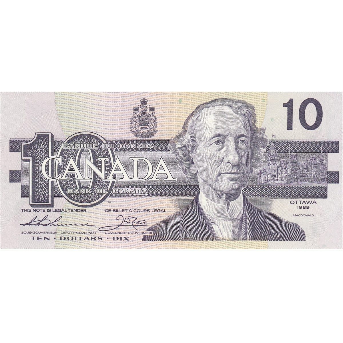 BC-57a 1989 Canada $10 Thiessen-Crow, BDD, UNC