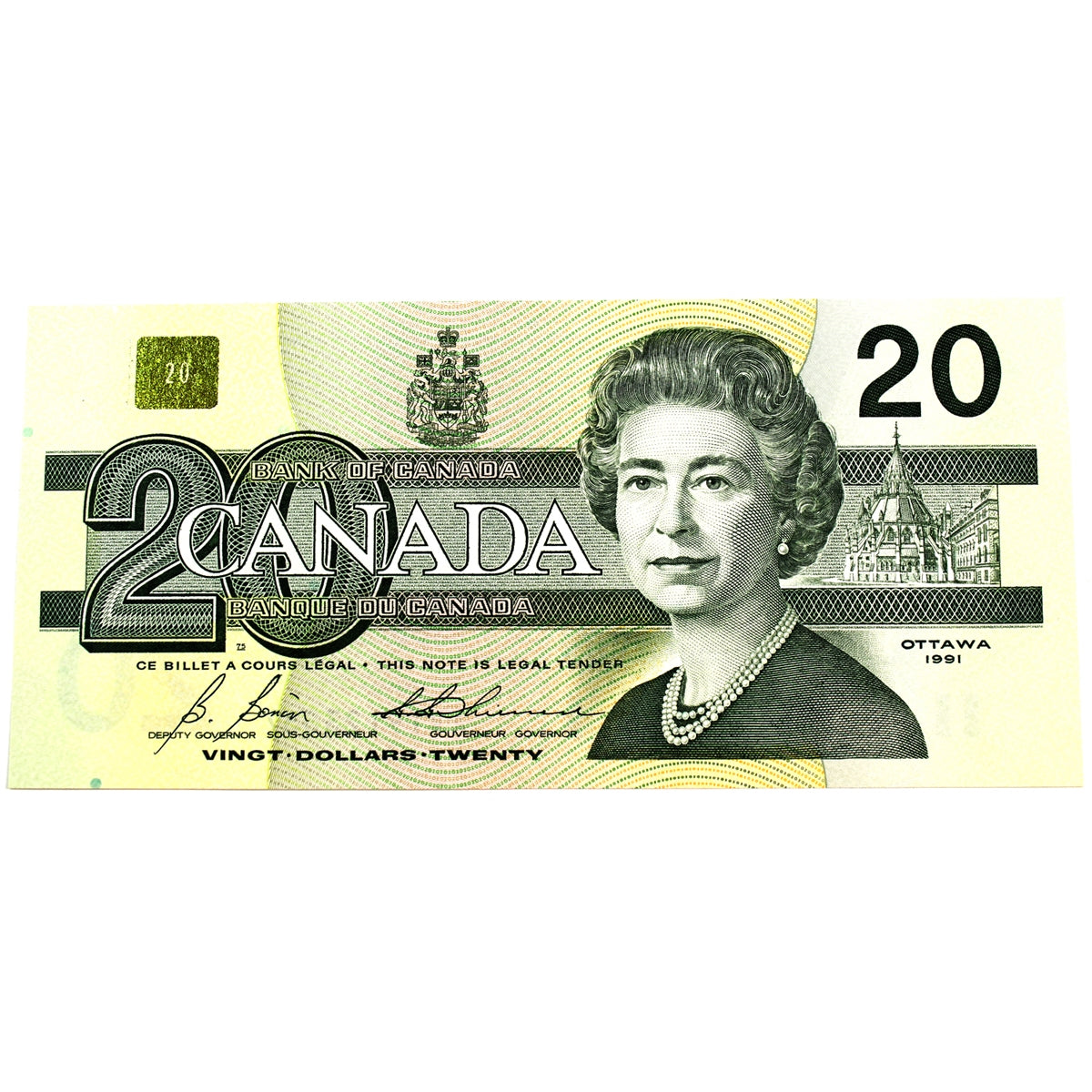 BC-58b-i 1991 Canada $20 Bonin-Thiessen, AVT, Almost Uncirculated (AU50)