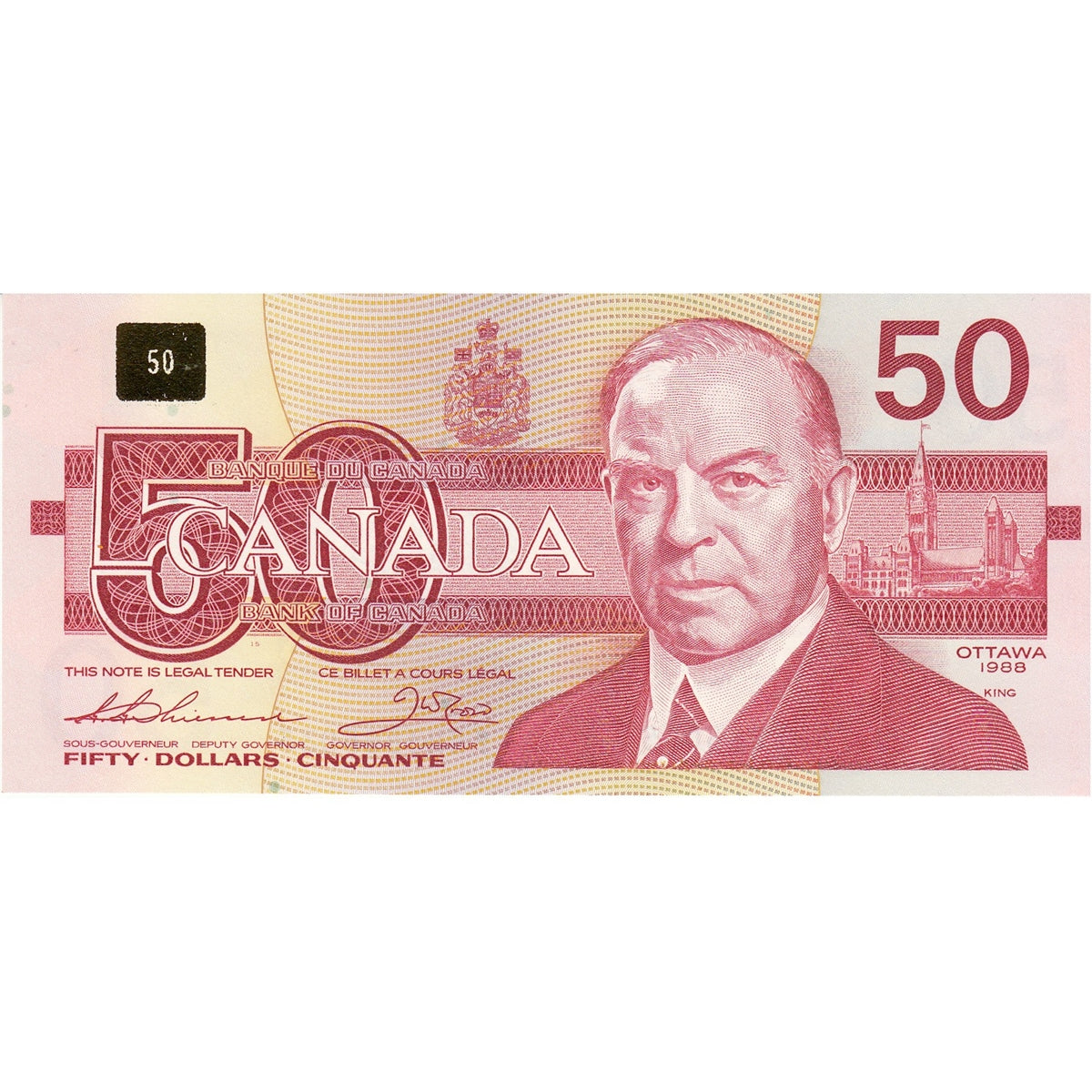 BC-59a 1988 Canada $50 Thiessen-Crow, FHH, UNC