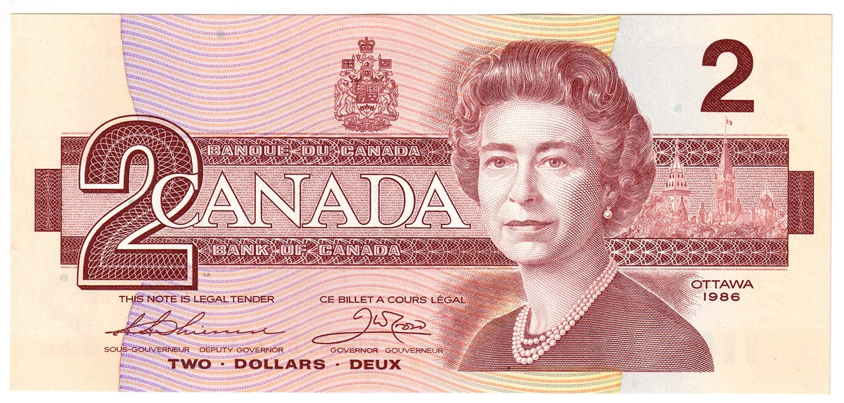 BC-55b-i 1986 Canada $2 Thiessen-Crow, EGR, Uncirculated (MS60)