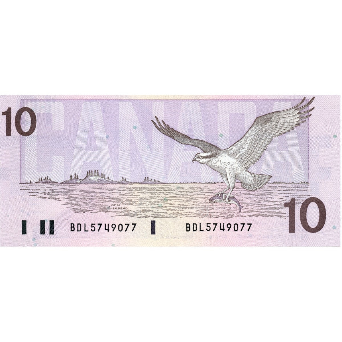 BC-57b 1989 Canada $10 Bonin-Thiessen, BDL, AU