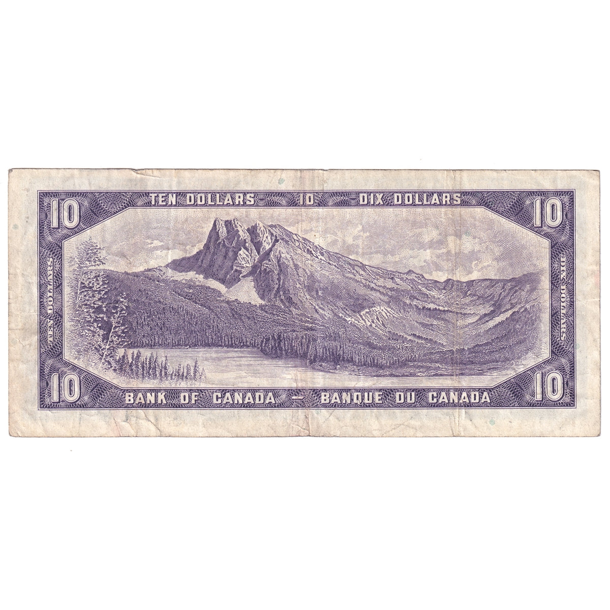 BC-40b 1954 Canada $10 Beattie-Rasminsky, U/T, F-VF (F15)