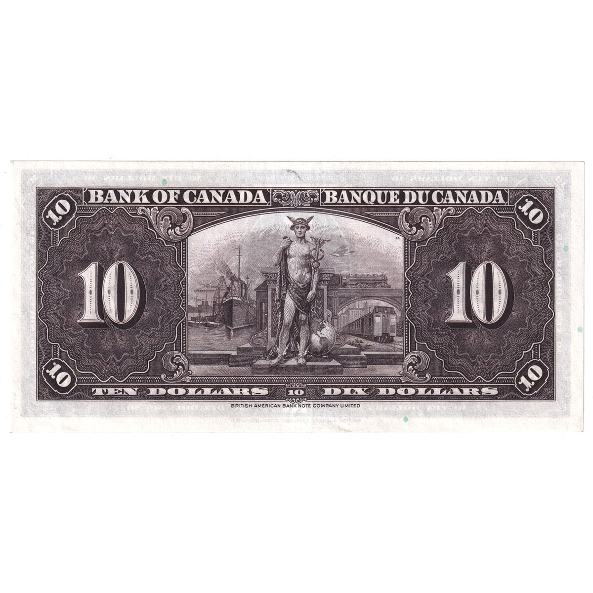 BC-24c 1937 Canada $10 Coyne-Towers, L/T, Almost Uncirculated (AU50)