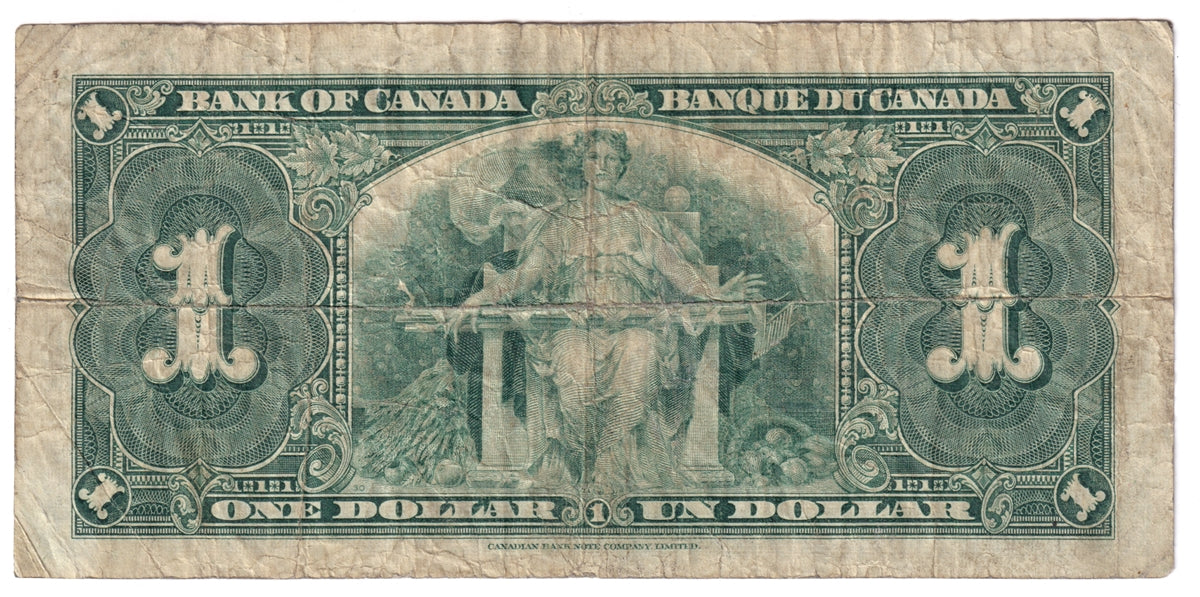 BC-21c 1937 Canada $1 Gordon-Towers, O/L, F