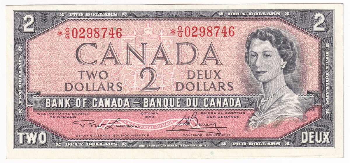 BC-38dA 1954 Canada $2 Lawson-Bouey, *O/G, VF-EF