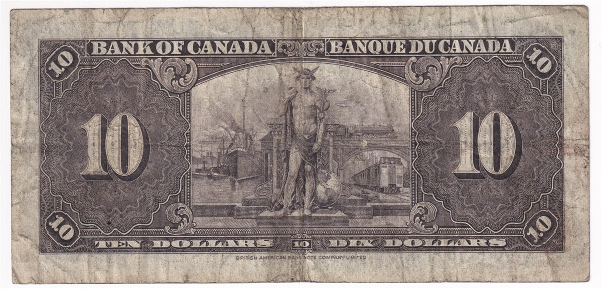 BC-24b 1937 Canada $10 Gordon-Towers, X/D, VG-F