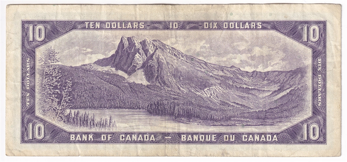 BC-40b 1954 Canada $10 Beattie-Rasminsky, I/V, F-VF (F15)