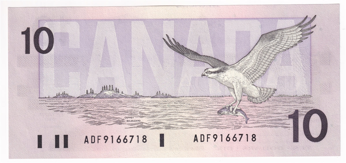 BC-57a 1989 Canada $10 Thiessen-Crow, ADF, AU-UNC