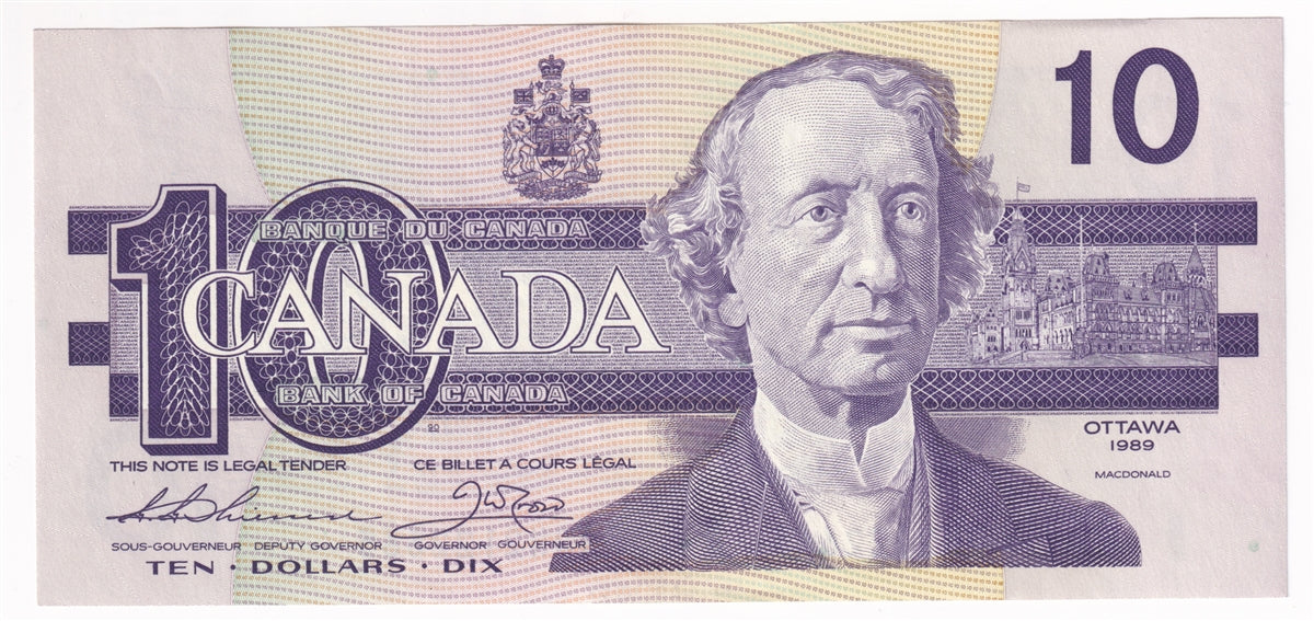 BC-57a 1989 Canada $10 Thiessen-Crow, ADH, AU-UNC (AU55)