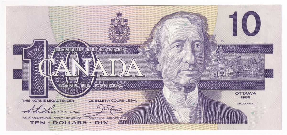 BC-57a 1989 Canada $10 Thiessen-Crow, AEY, AU-UNC (AU55)