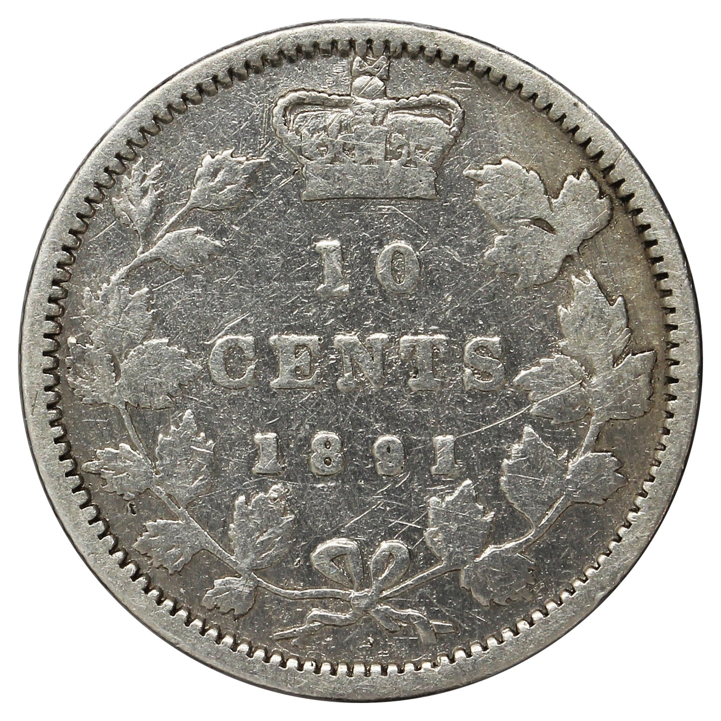 1891 Canada 21 Leaves Canada 10-cents VG-F (VG-10) Impaired