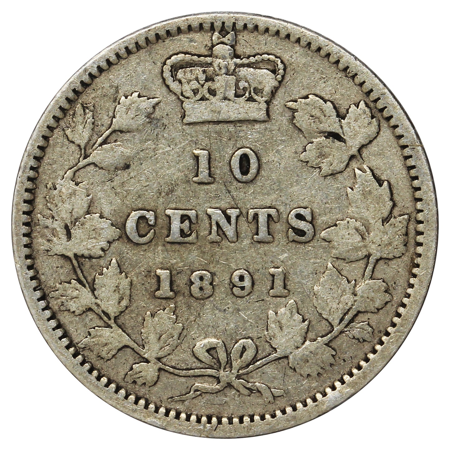 1891 Canada 22 Leaves Canada 10-cents VG-F (VG10) impaired