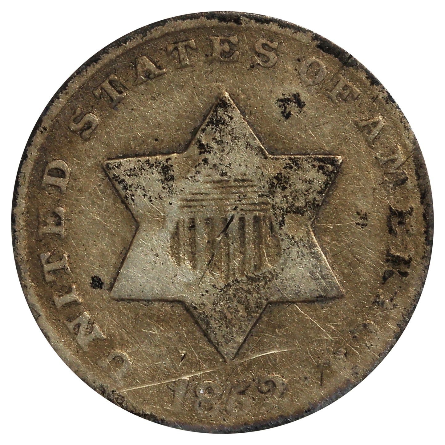 1852 USA 3 Cents (Bent)