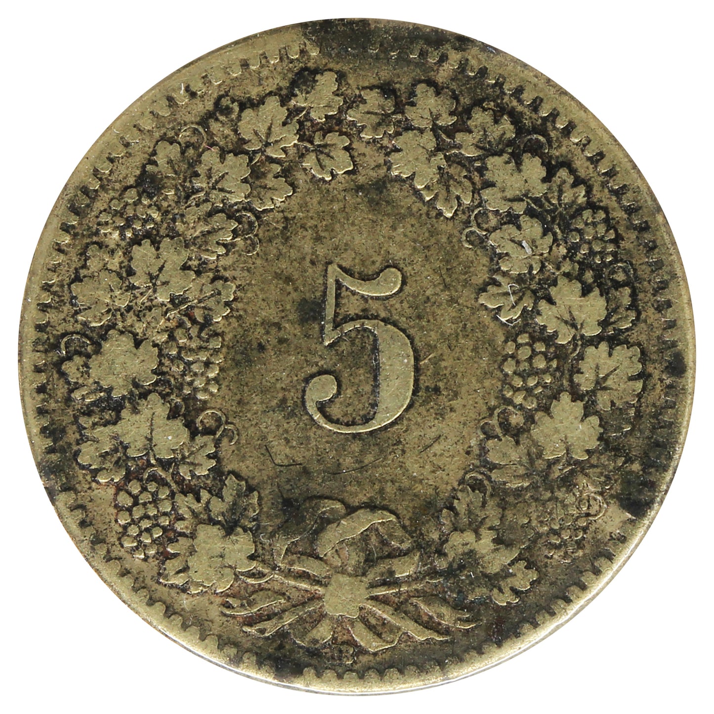 Switzerland 1850 5 Rappen Fine (F12) Impaired