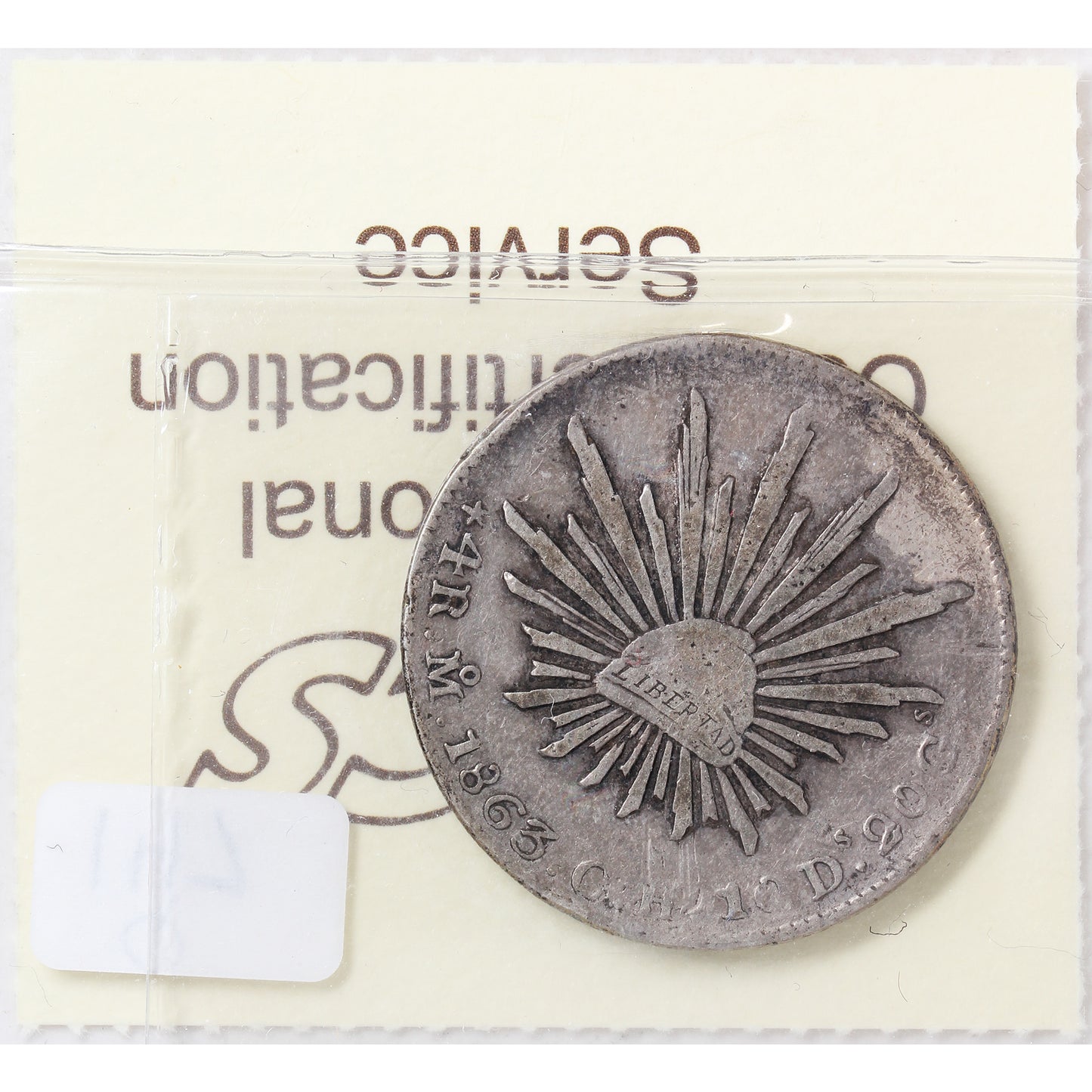 Mexico 1863Mo 4 Real ICCS Certified VF20