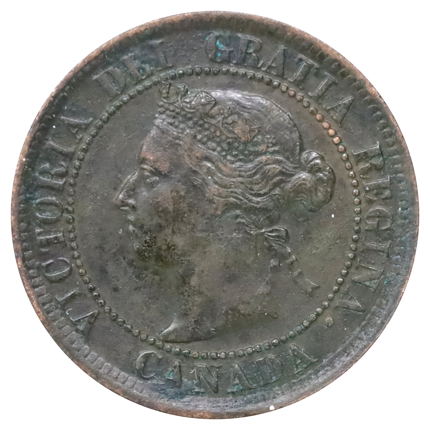 1884 Obv. 2 Canada 1-cent Extra Fine (EF40) Scratched, marks, or impaired