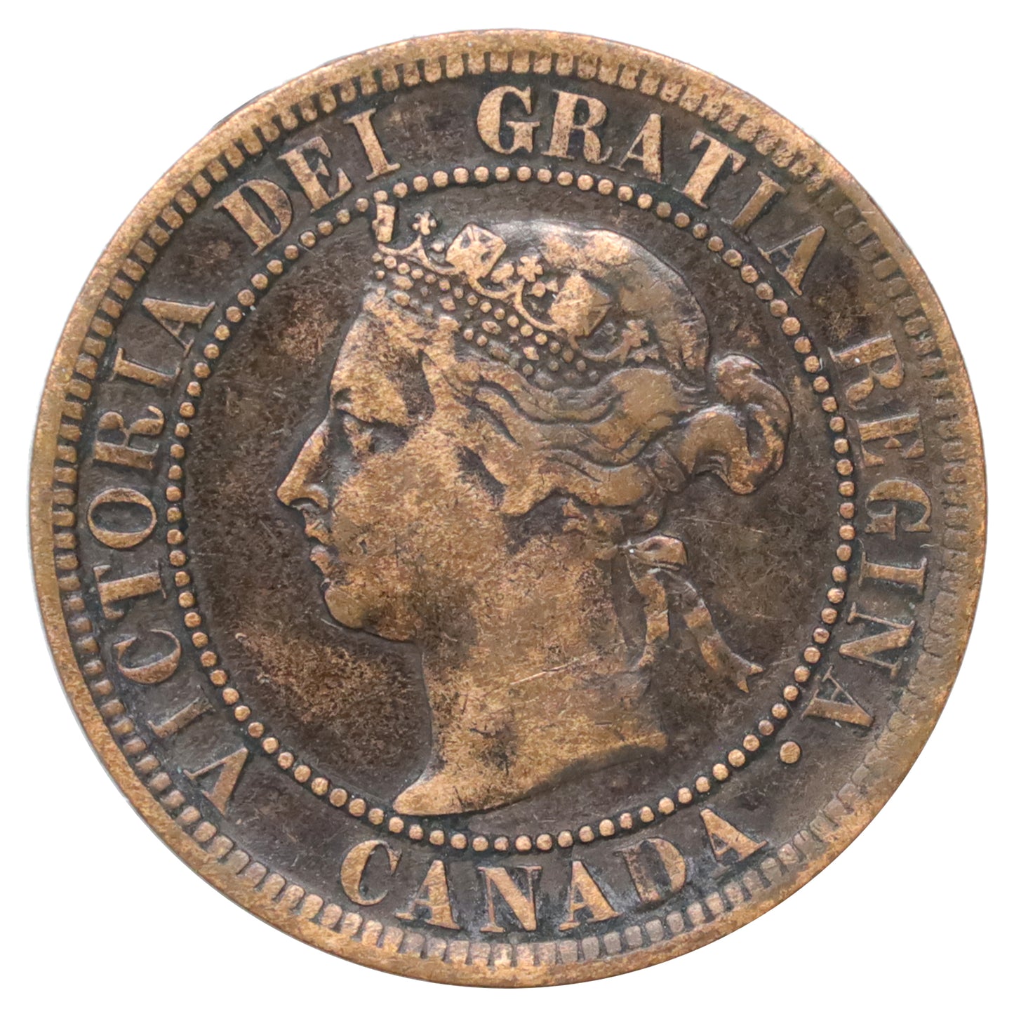 1887 Far 7 Canada 1-cent F-VF (F15) Scratched, marks, or impaired