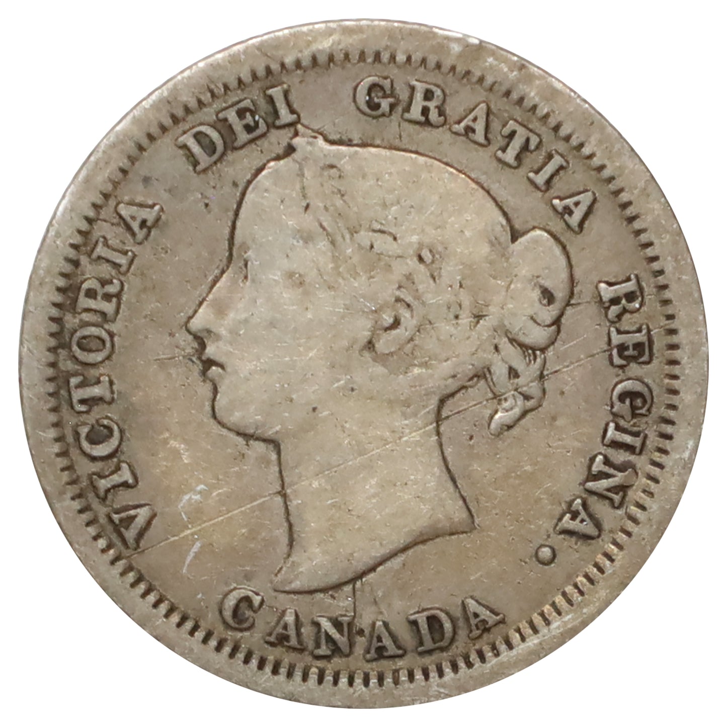 1858 Small Date Canada 5-cents Very Good (VG8) Scratched, marks, or impaired