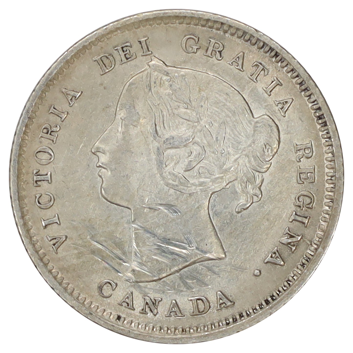 1891 Obv. 2 Canada 5-cents EF-AU (EF45) Scratched, marks, or impaired