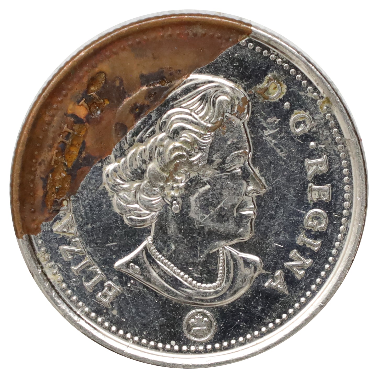 ERROR 2014 Canada 25-cents Plate Loss