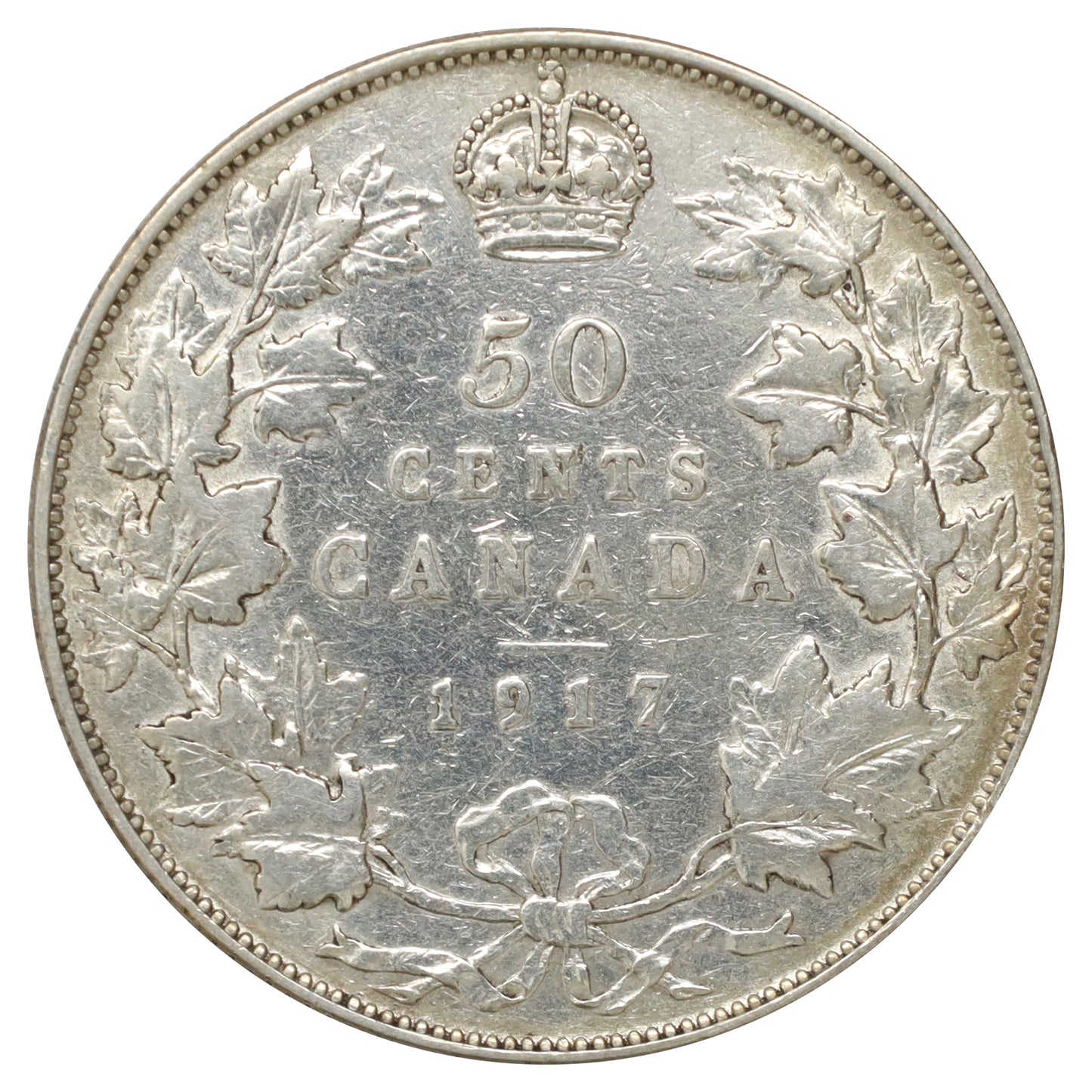 1917 Canada 50-cents Fine (F12) Scratched, marks, or impaired