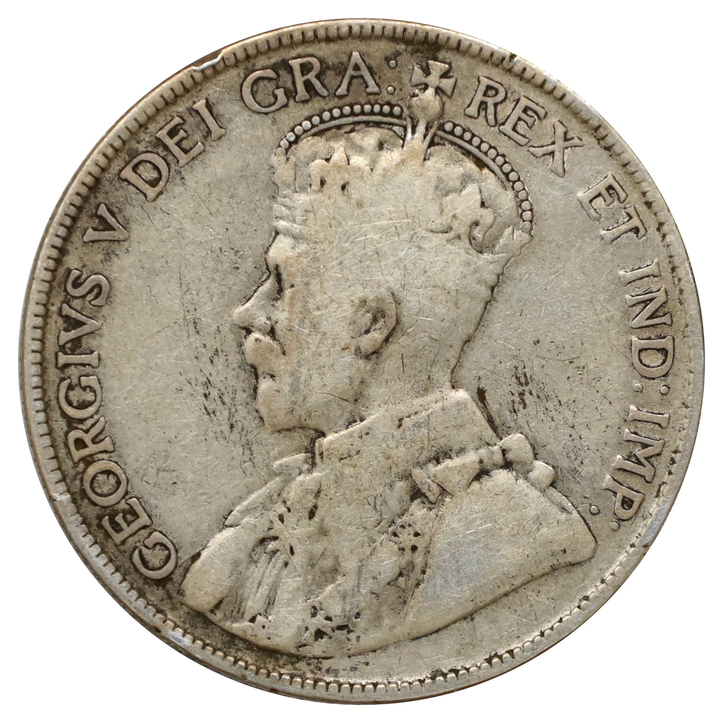 1920 Large 0 Canada 50-cents Very Good (VG8) Scratched, marks, or impaired