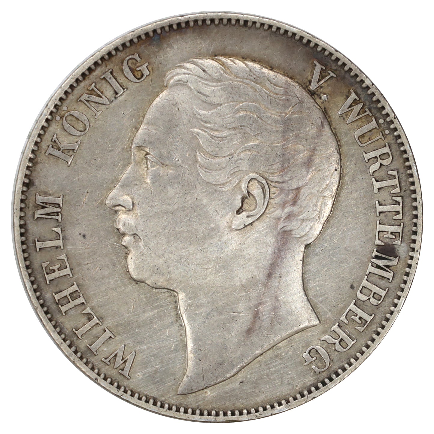 German States 1859 Wurttemberg Thaler Extra Fine (EF40) Scratched