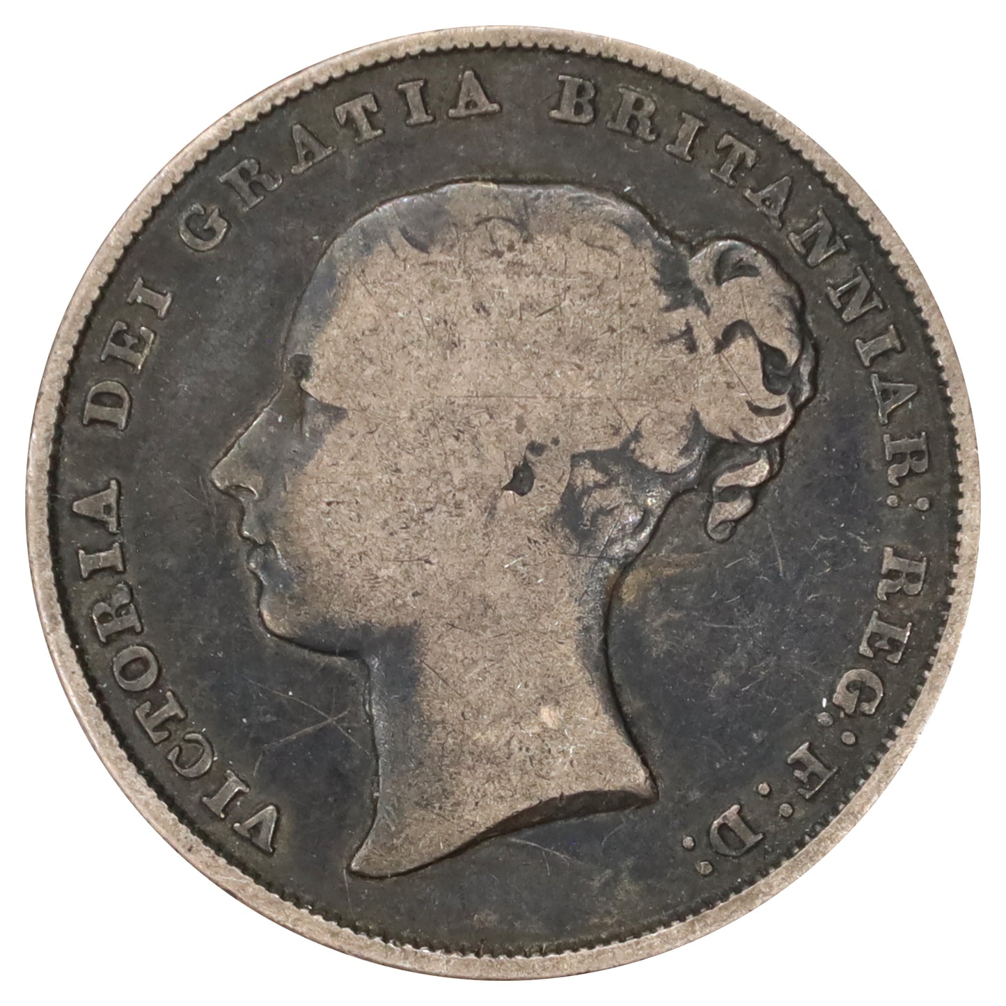 Great Britain 1844 Shilling Very Good (VG8) Toned