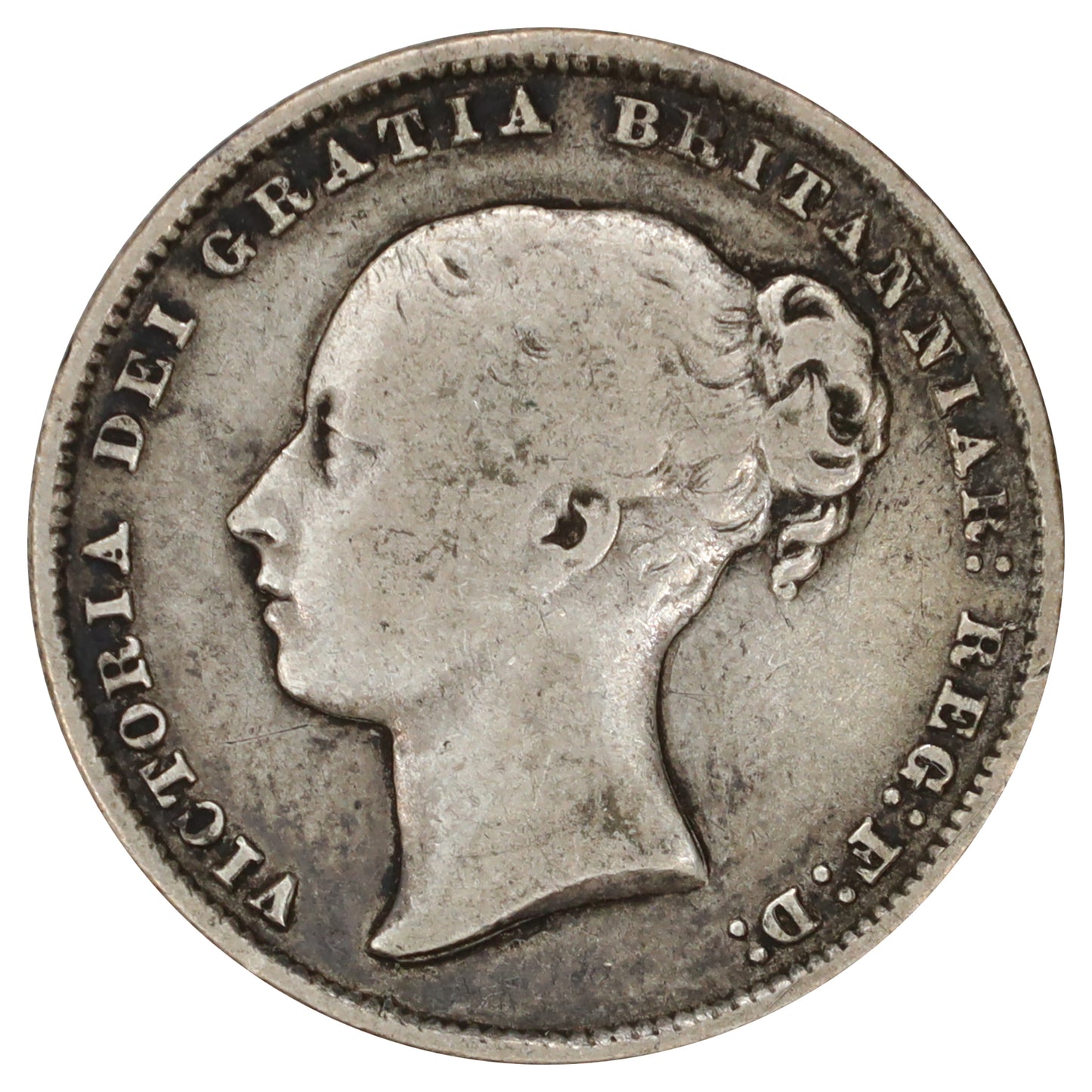Great Britain 1866 Shilling Fine (F12) Toned