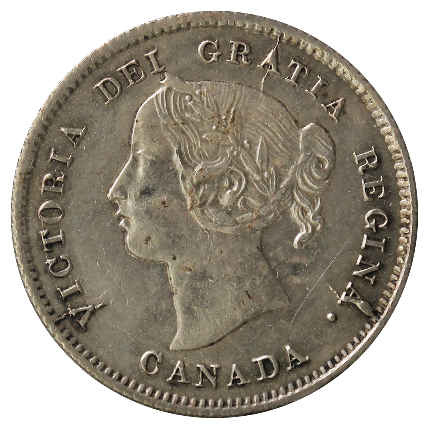 1870 Narrow Rim Canada 5-cents Extra Fine (EF-40) Wizzed