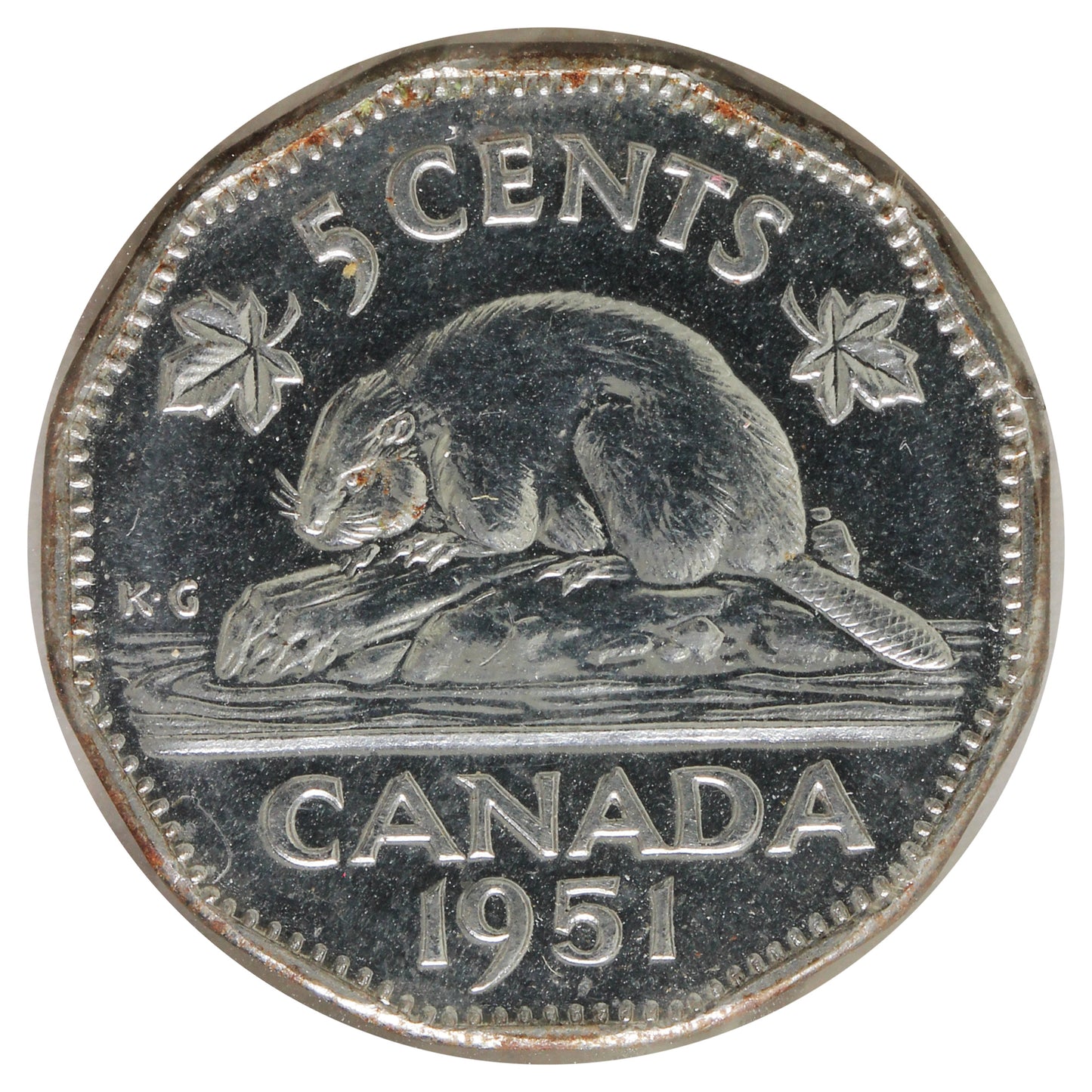 1951 Canada 5-cents Brilliant Uncirculated (MS-63) Corrosion