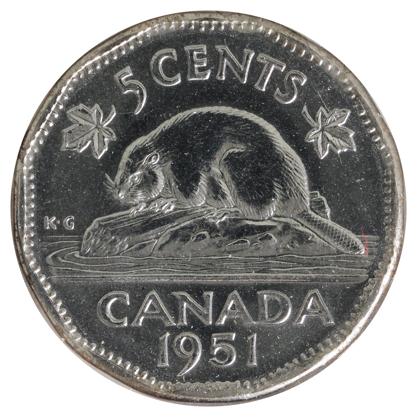 1951 Canada 5-cents Brilliant Uncirculated (MS-63) Scratched