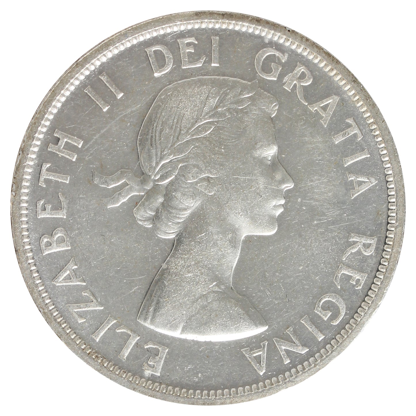 1955 Canada Dollar Almost Uncirculated (AU-50) Scratched
