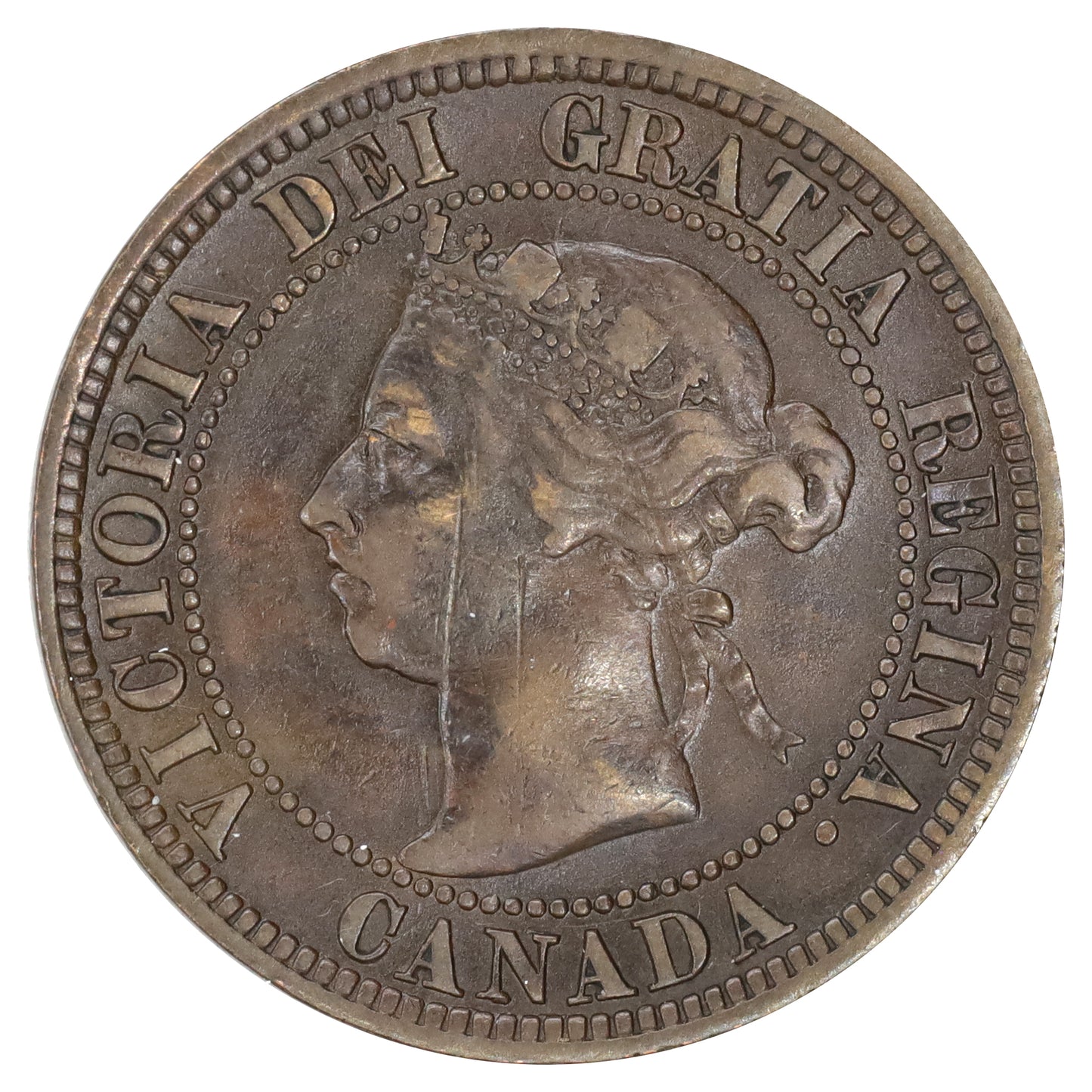 1891 SDLL Obv. 3 Canada 1-cent F-VF (F15) Scratched, marks, or impaired