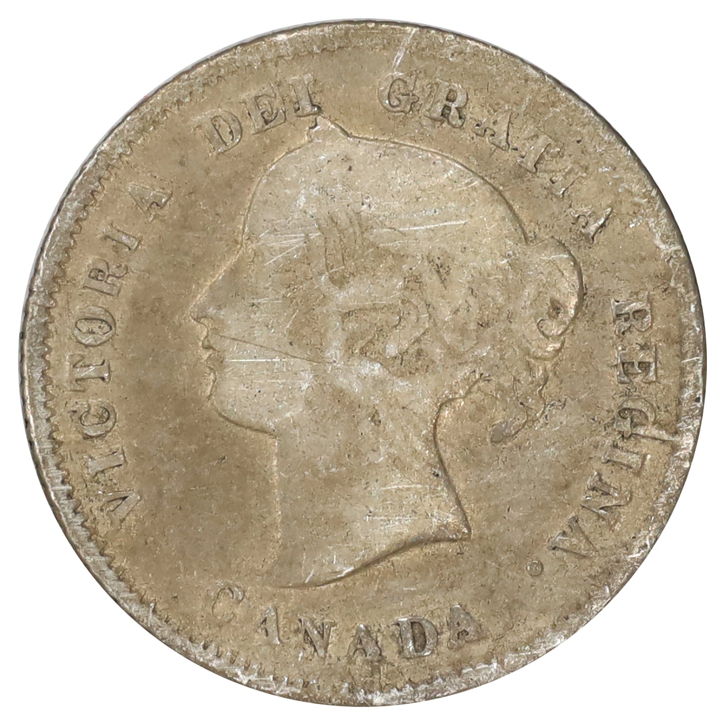 1874H Plain 4 Canada 5-cents Fine (F12) Scratched, marks, or impaired