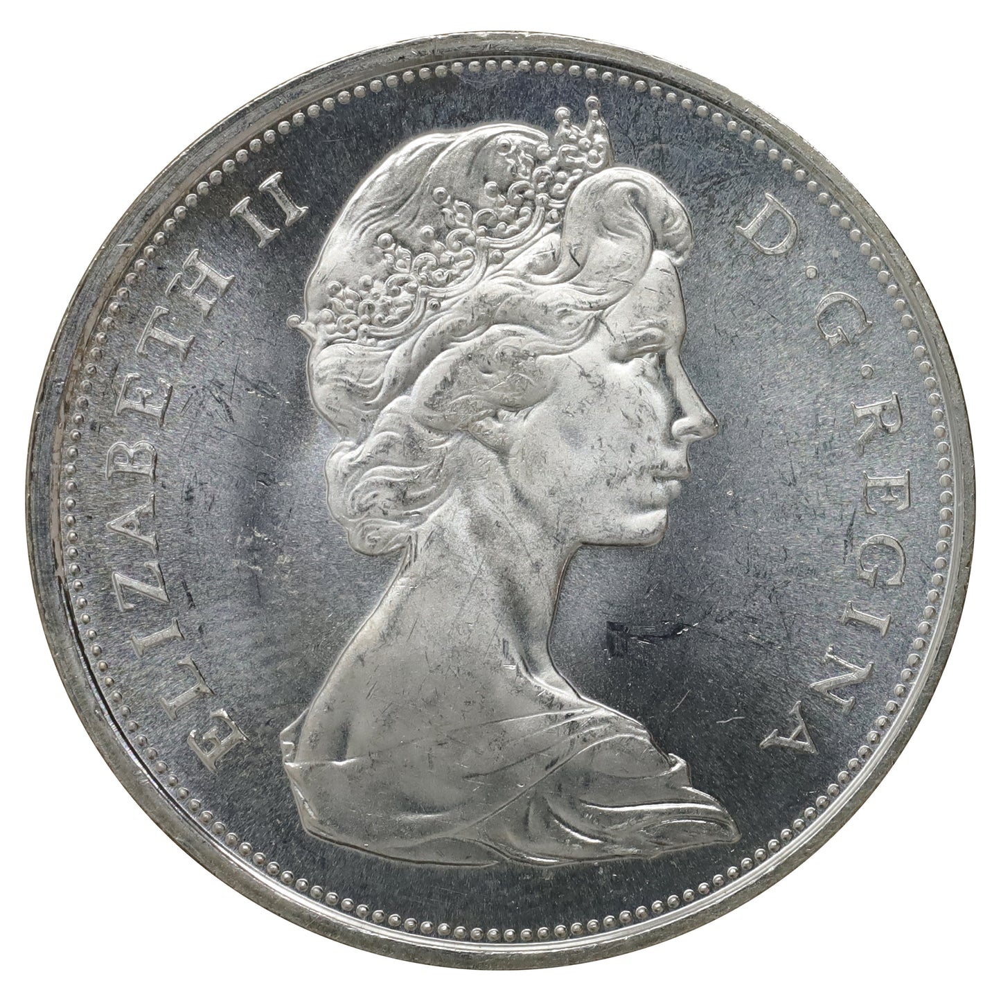 1967 Canada 50-cents Brilliant Uncirculated (MS63) Scratched, marks, or impaired