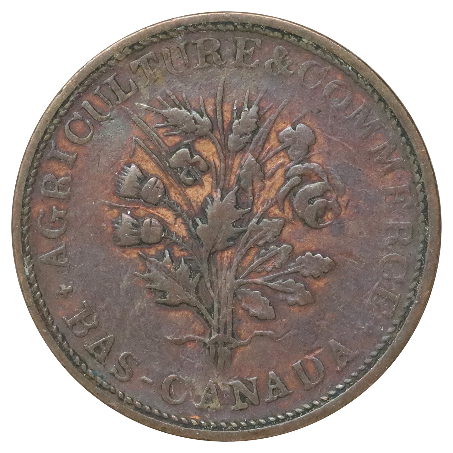 LC-33A1 No Date Lower Canada Un Sou Agriculture & Commerce Token Very Fine (VF20) cleaned
