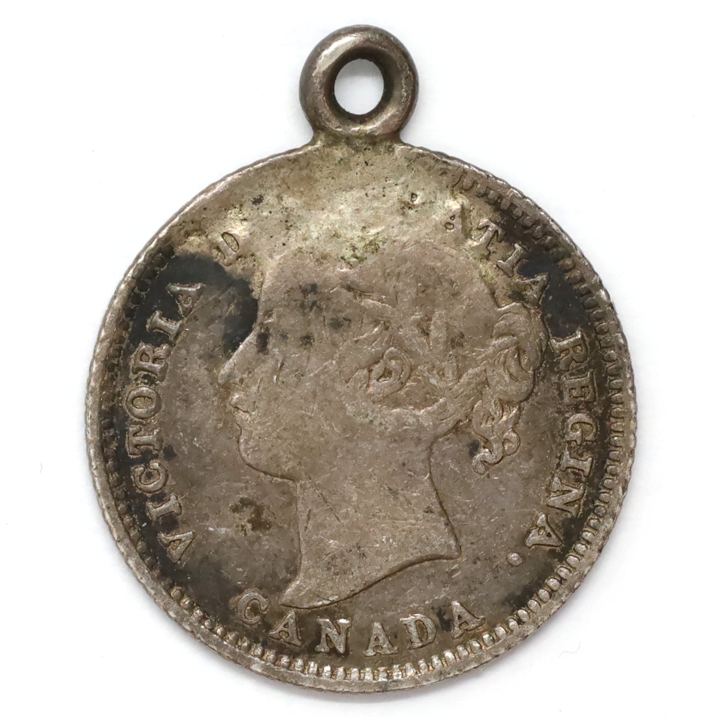 Love Token Engraved on Victorian Dime with Loop