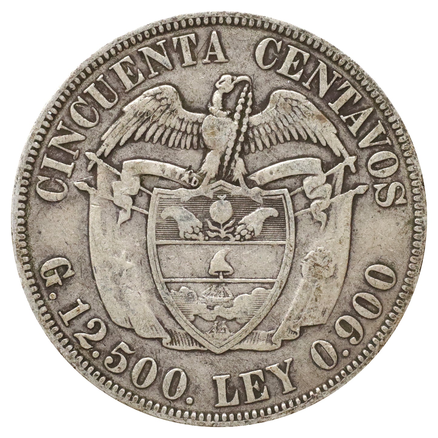 Colombia 1916 50 Centavos Fine (F12) DOD