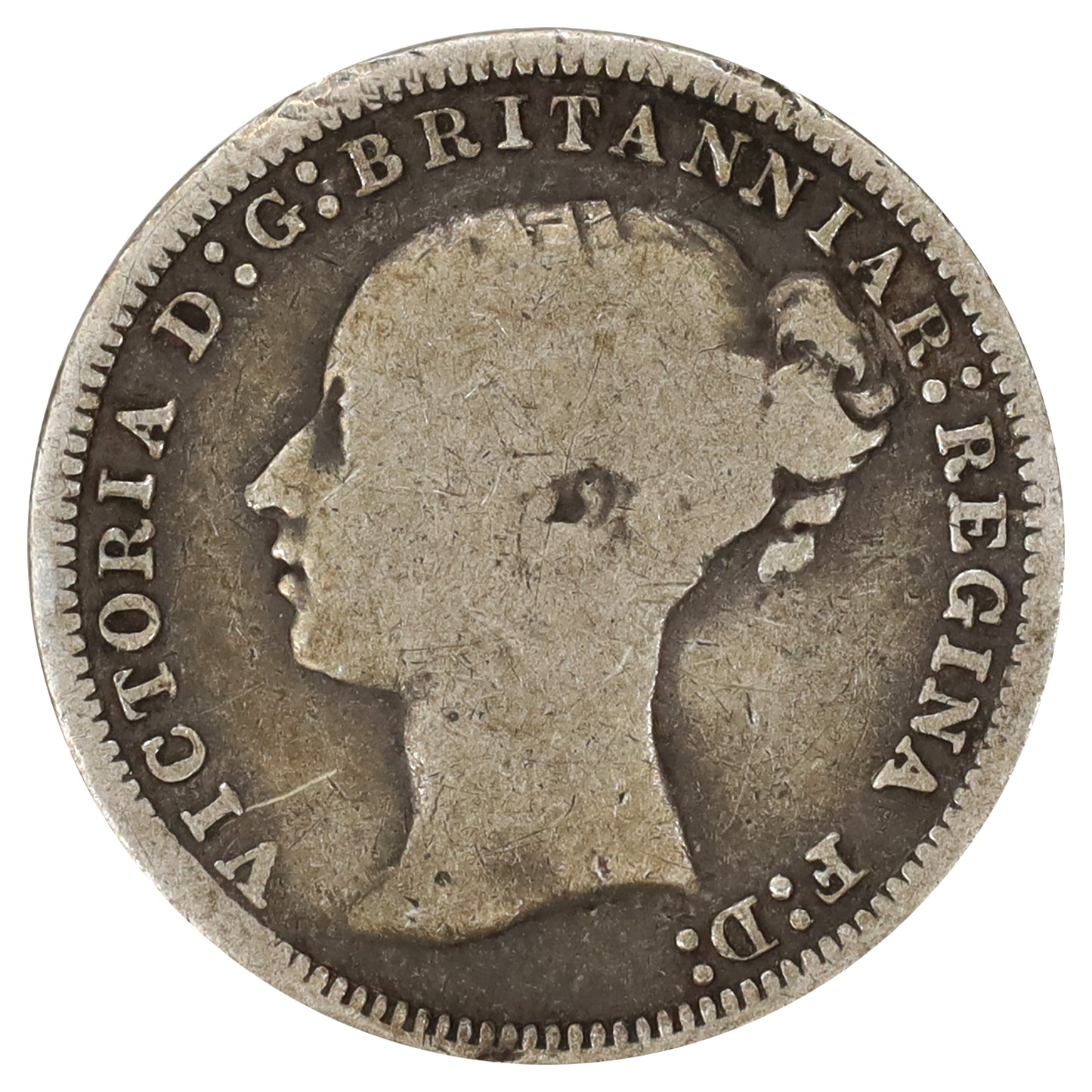 Great Britain 1874 Threepence Very Good (VG8) toned