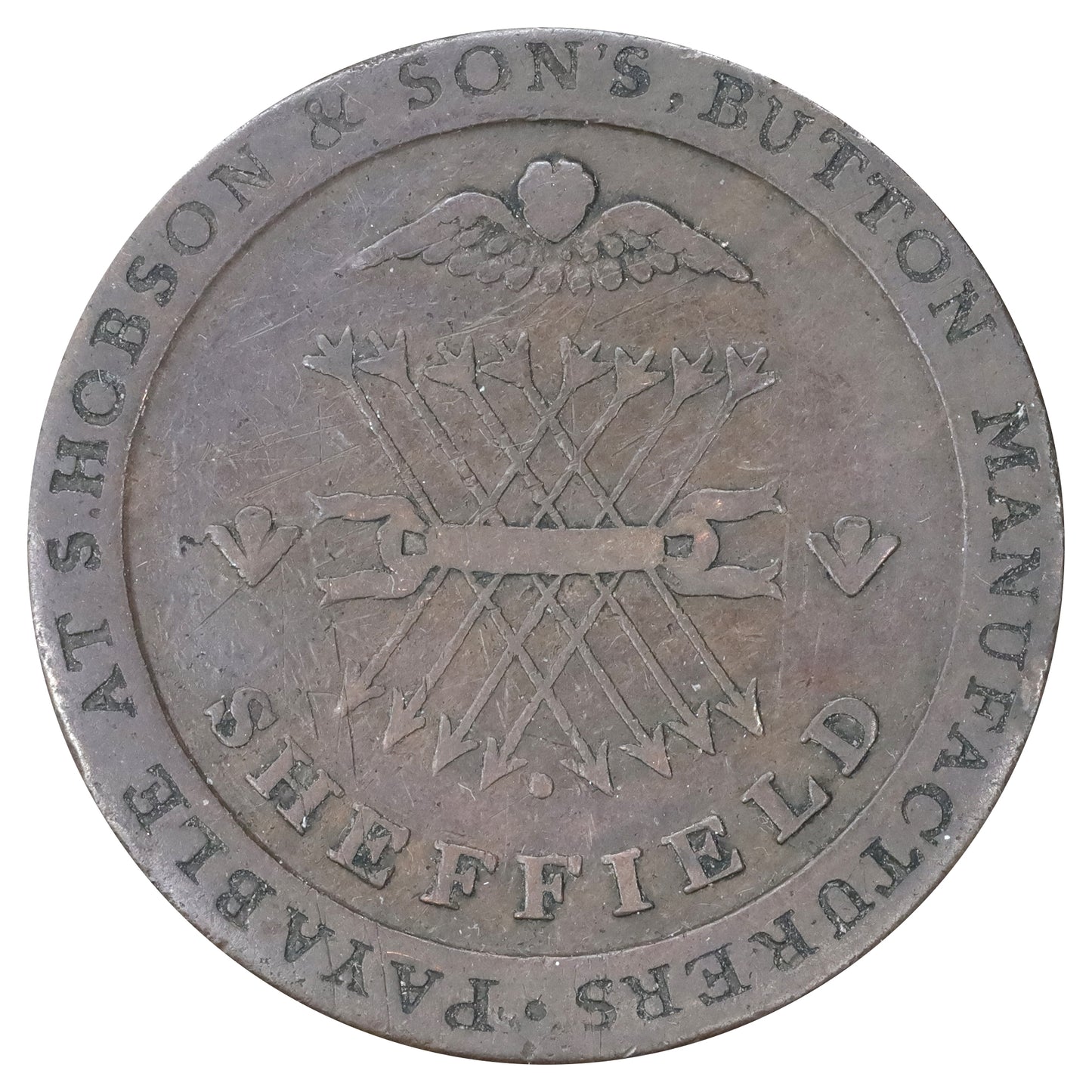 Great Britain 1812 Sheffield Hobson & Son's Button Manufacturers Penny Token